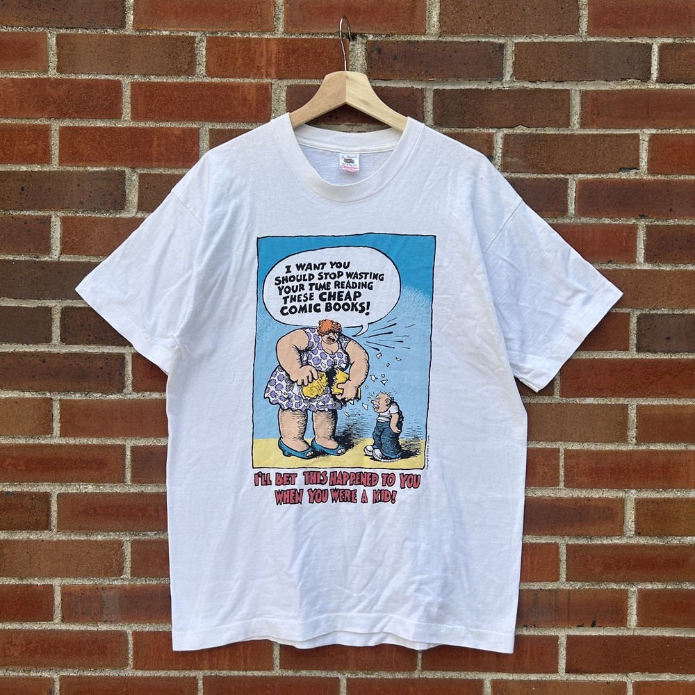 RARE Vintage Robert Crumb 1994 Zapix Comic #0 Art Single Stitch Shirt L 21×28