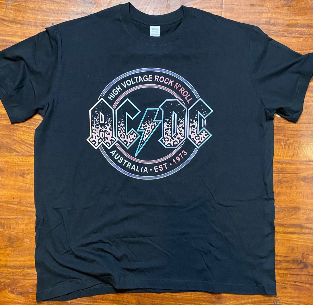 AC/DC High Voltage Rock N Roll Australia 1973 Black Tee SZ XL-NWOT