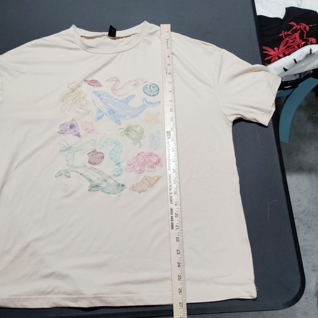 Ocean Wildlife Art Tee Shien Beige Size Large Pre Owned A291ed gallery