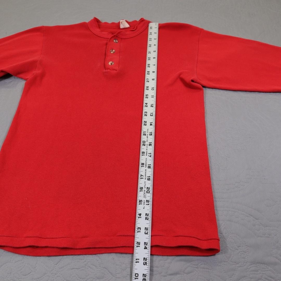 Vintage Henley Shirt Mens Medium Red Long Sleeve 100% Cotton Knit Pullover Sears gallery
