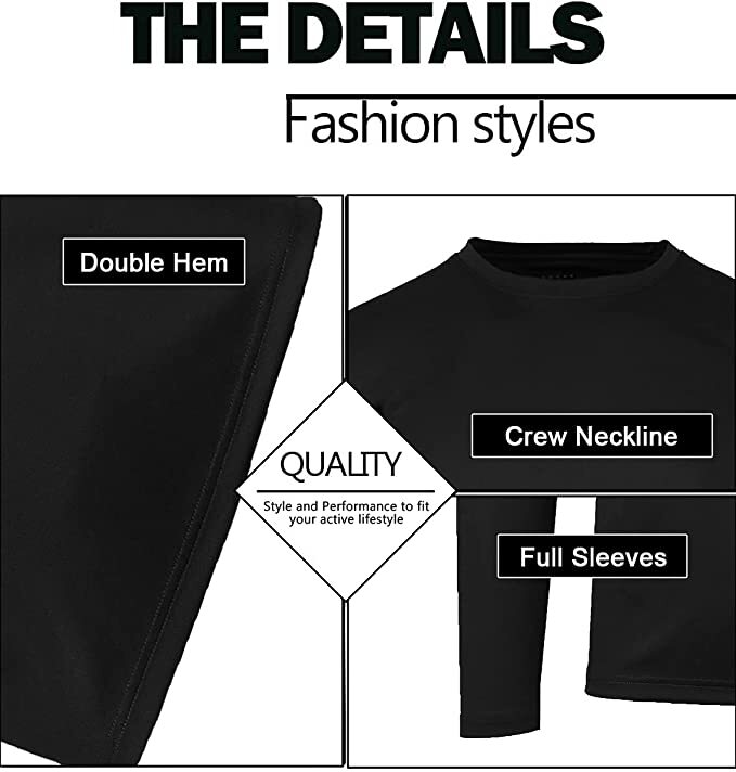 Mens Long Sleeve Crew Neck Performance Tees Layer Lounge Gym Work Casual NEW gallery