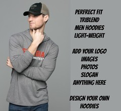 Ink Stitch Design Your Own Custom Printed Men Triblend Hoodie T-shirts