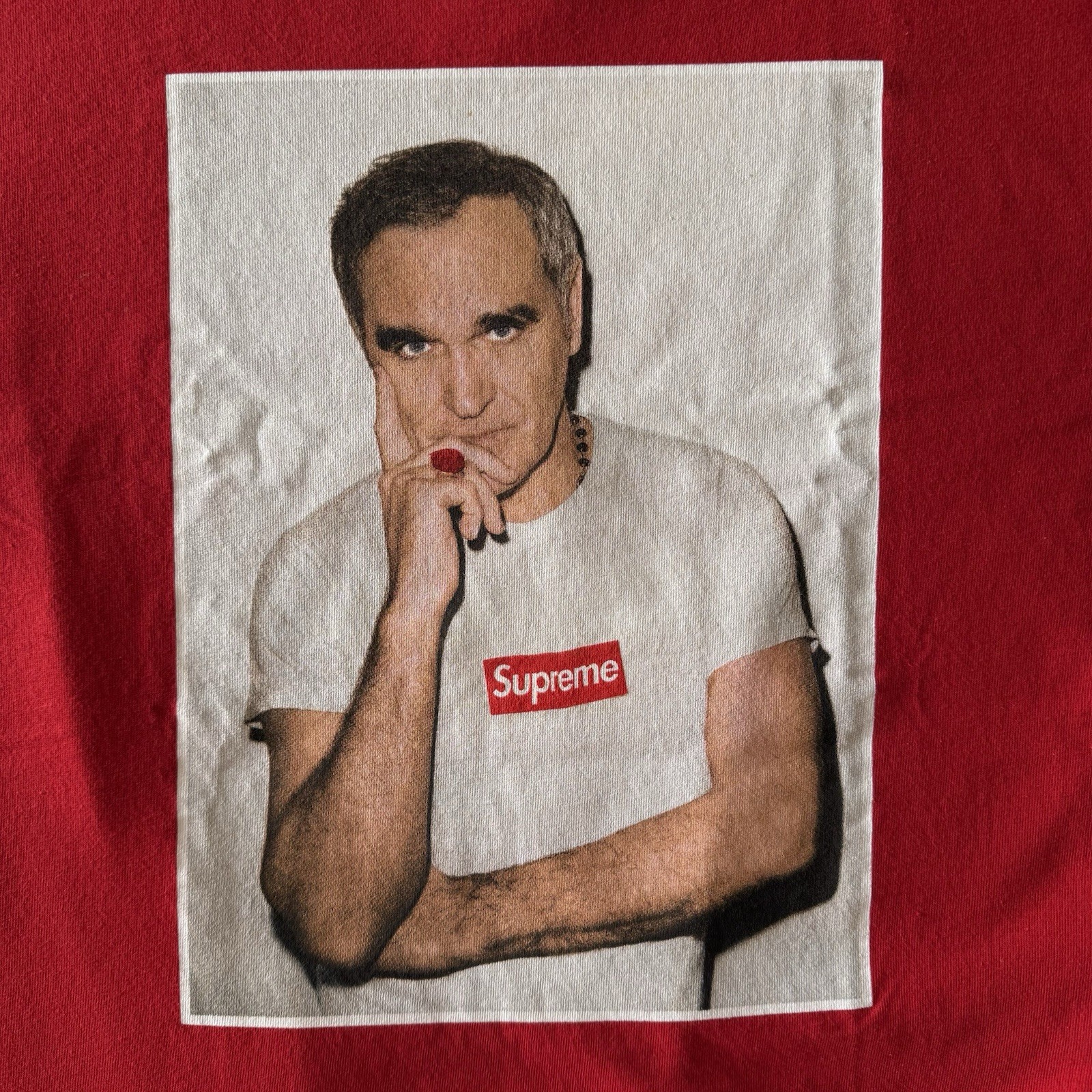 Supreme Morrissey Photo Men’s Tee Shirt SS16 Size Large Red gallery