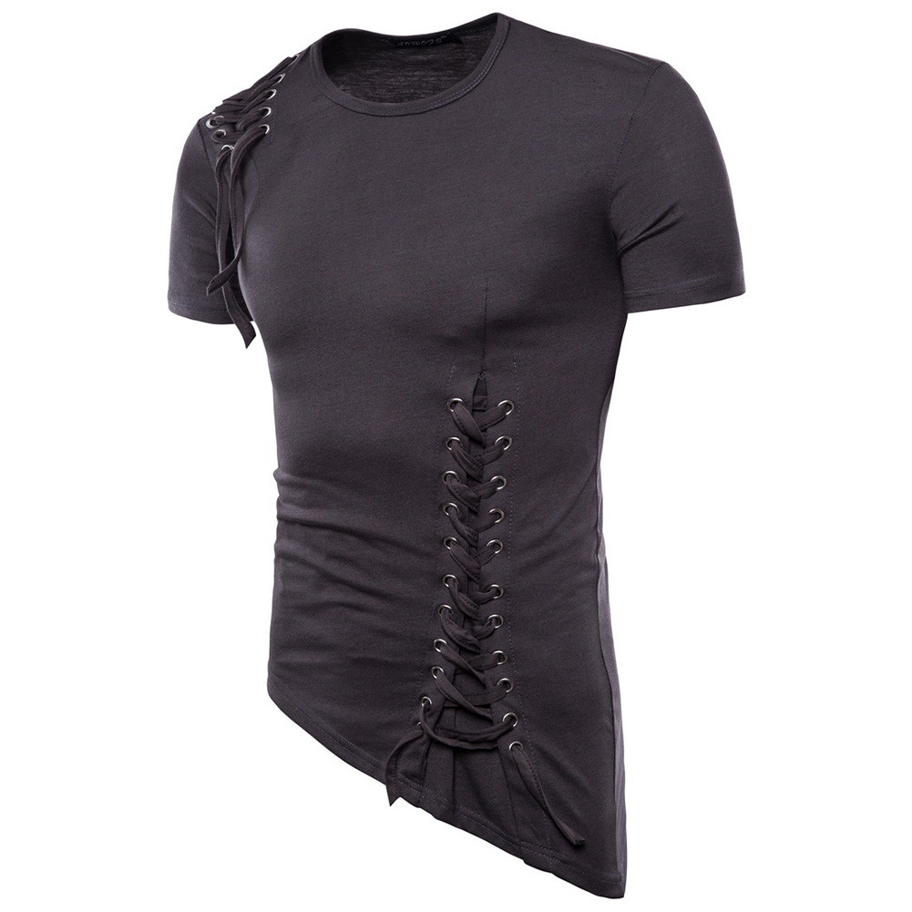 Men's Irregular Shirt Short Sleeve Muscle Tee T-shirt Casual Top Blouse gallery