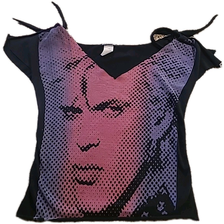 90s Y2K Glamhead Raw Tie Baby-Tshirt Billy Idol Size L Fits Like S/M FREE SHIP
