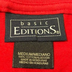 New Mens Red Basic Edition T-Shirt 100%Cotton-Front Pocket-Size Medium-Easy Care