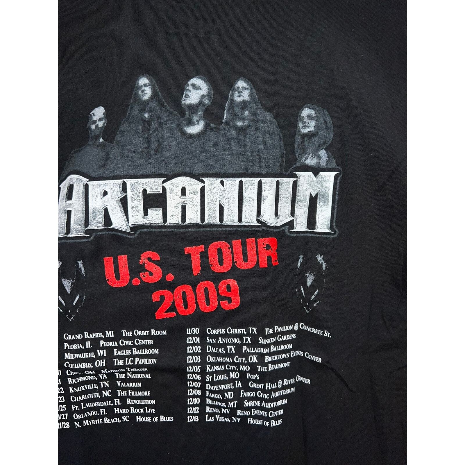 2009 US Tour Arcanium Metal Concert Graphic Black Shirt Tee 2000s M Medium gallery