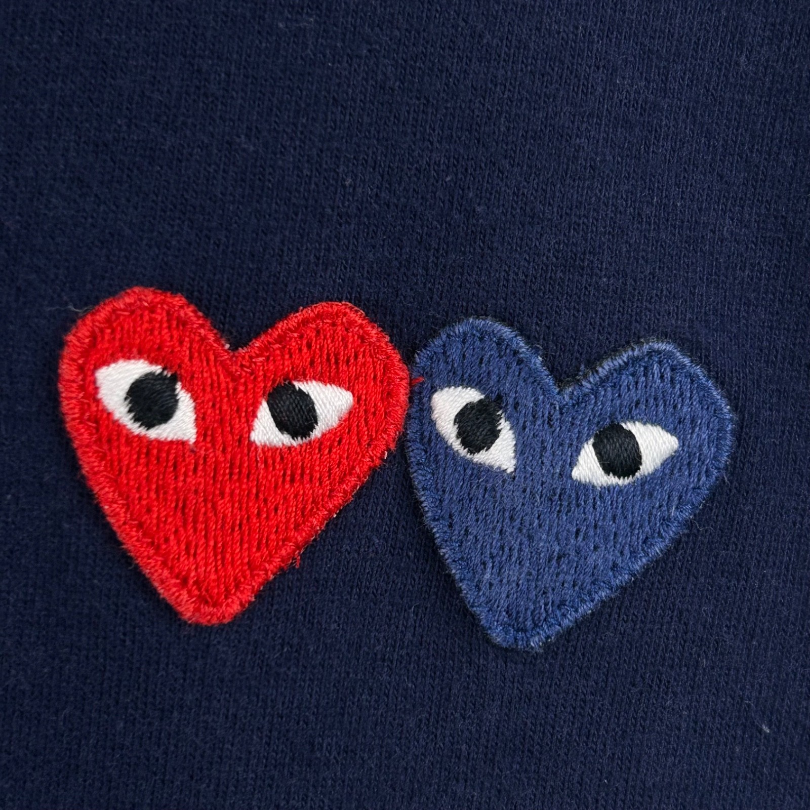 Comme des Garcons PLAY Double Hearts Embroidered Tee Navy Size L gallery