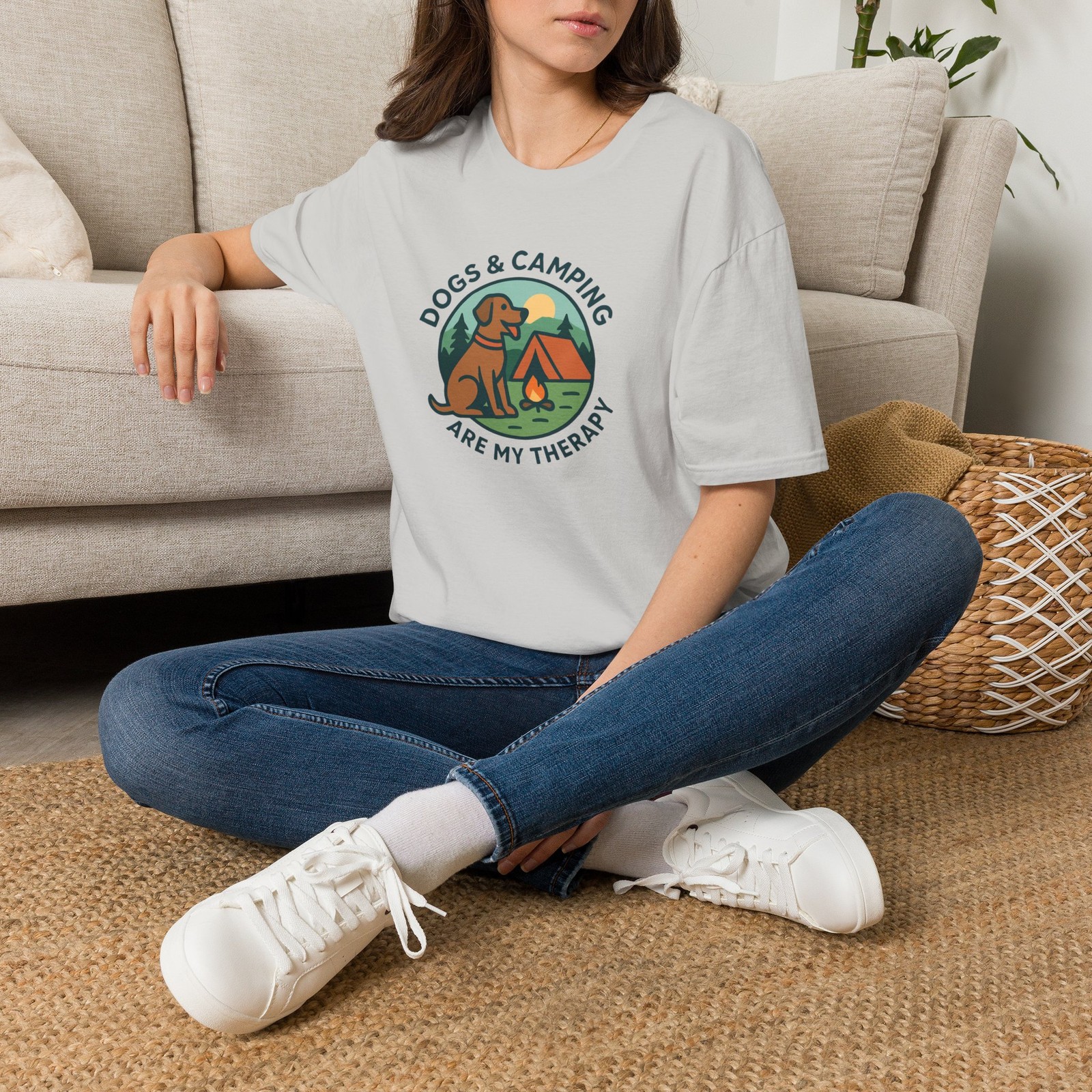 Dogs & Camping Are My Therapy T-Shirt | Camping Dog Graphic gallery
