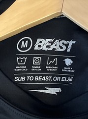 Mr BEAST T Shirt Athletic Poly SHORT Sleeve Crew Neck Size Medium Men Black EUC