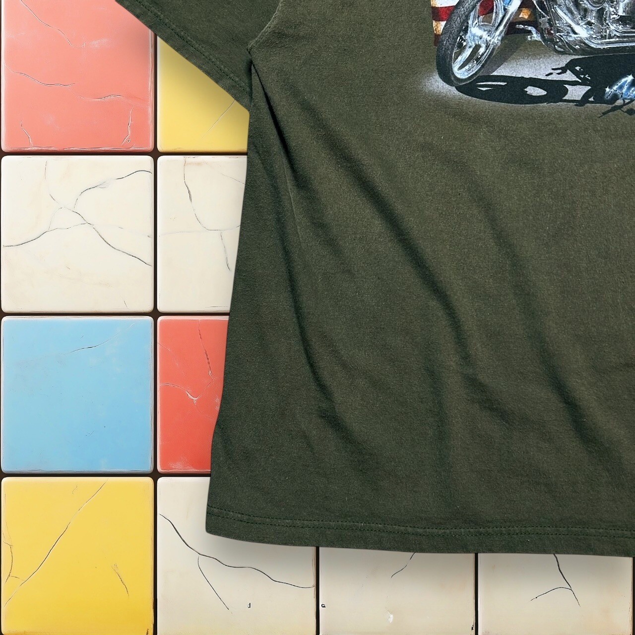 Vintage Y2K American Flag Motorcycle T-Shirt Men XL Biker Sonoma Grunge USA Tee gallery