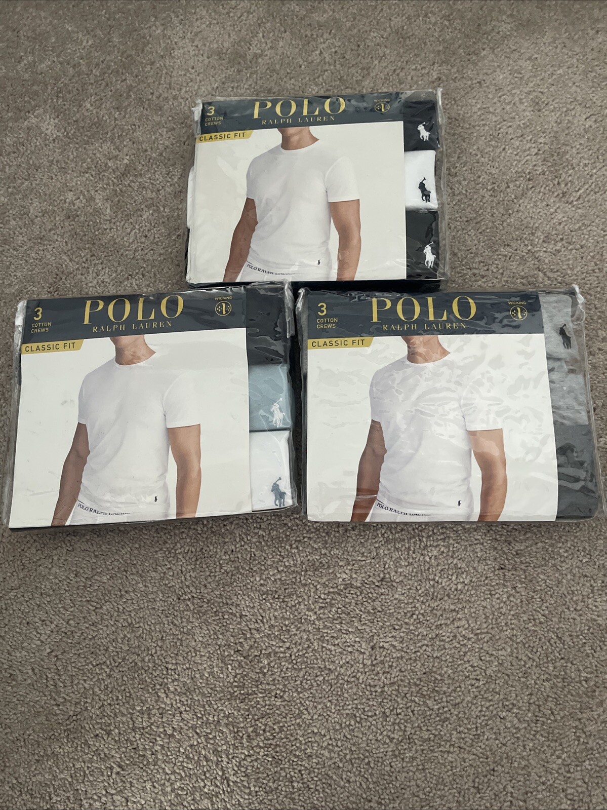 Lot Of Men’s POLO Ralph Lauren 3-Pack Mens mix-Color Classic Fit Neck T-Shirt gallery