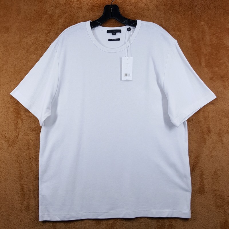 VINCE Shirt Mens XL White Pullover Short Sleeve Pique T-Shirt 100% Cotton $110 gallery
