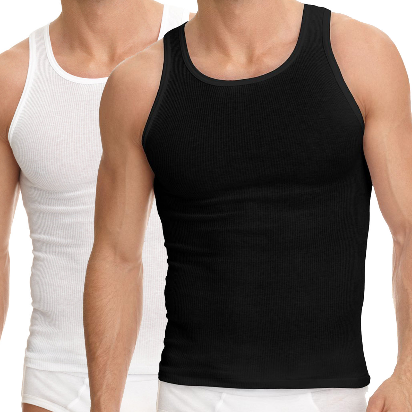 3-6 Packs Mens 100% Cotton Tank Top Wife Beater A-Shirt Undershirt Ribbed Black gallery