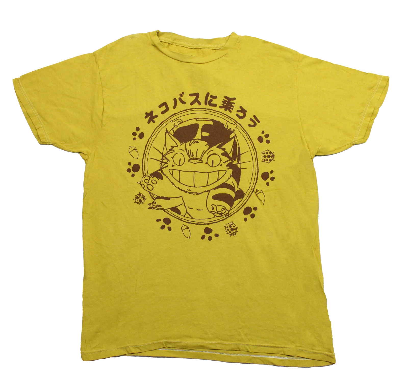 My Neighbor Totoro New Adult T-Shirt – Catbus In Brown Circle Image