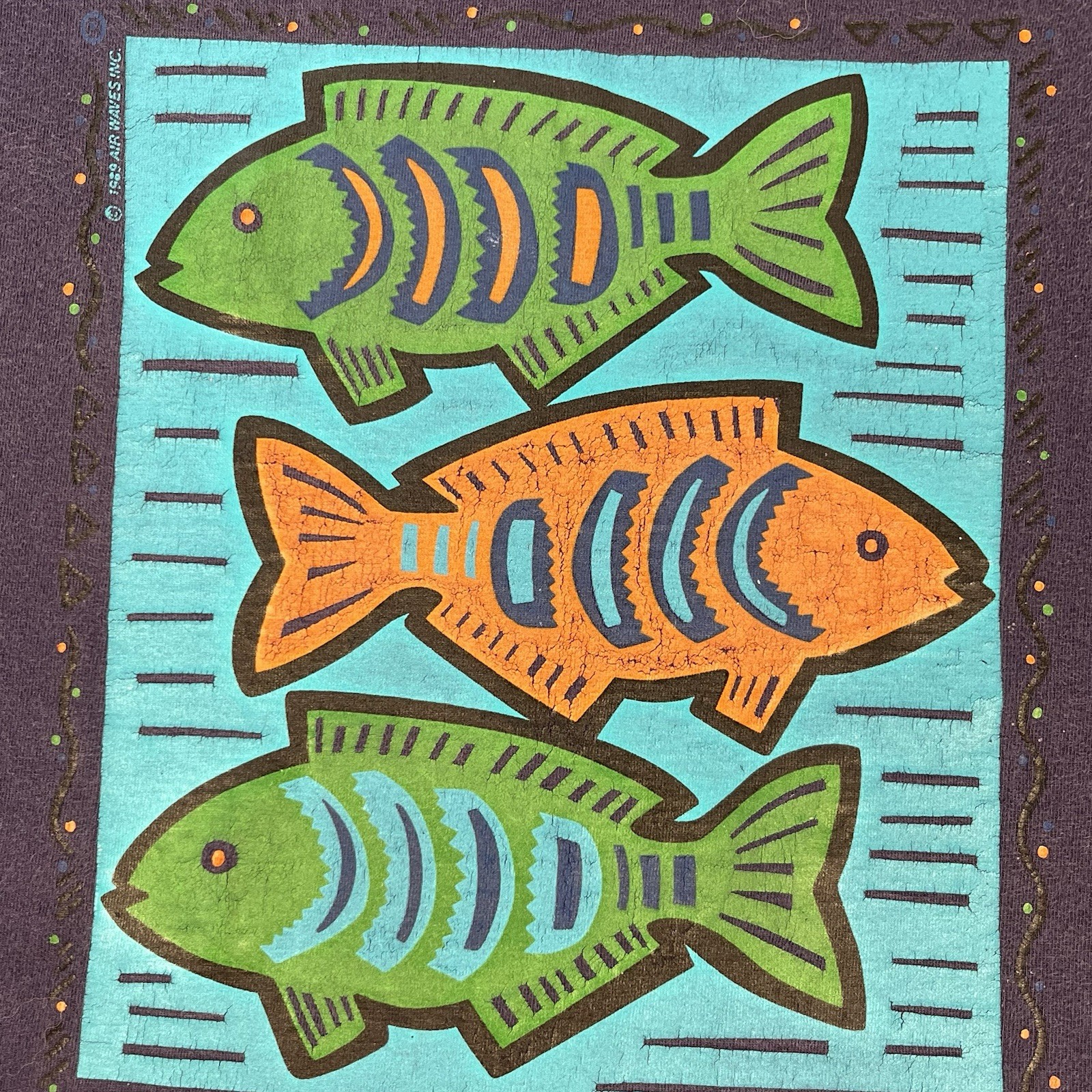 Jerzees T-Shirt Size XXL 48-50 Large Fish Art Made in USA 100% Combed Cotton