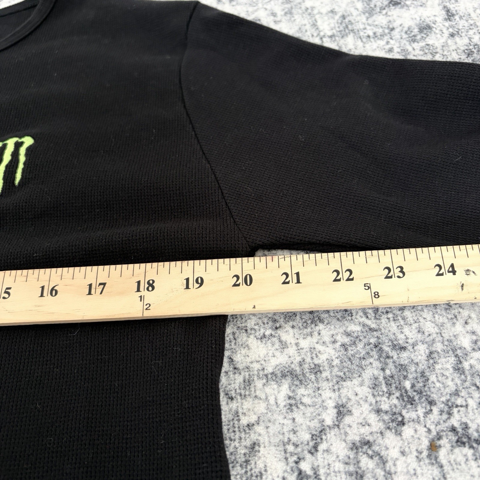 Monster Energy Waffle Knit Thermal Shirt Mens XL Black Long Sleeve Embroidered gallery