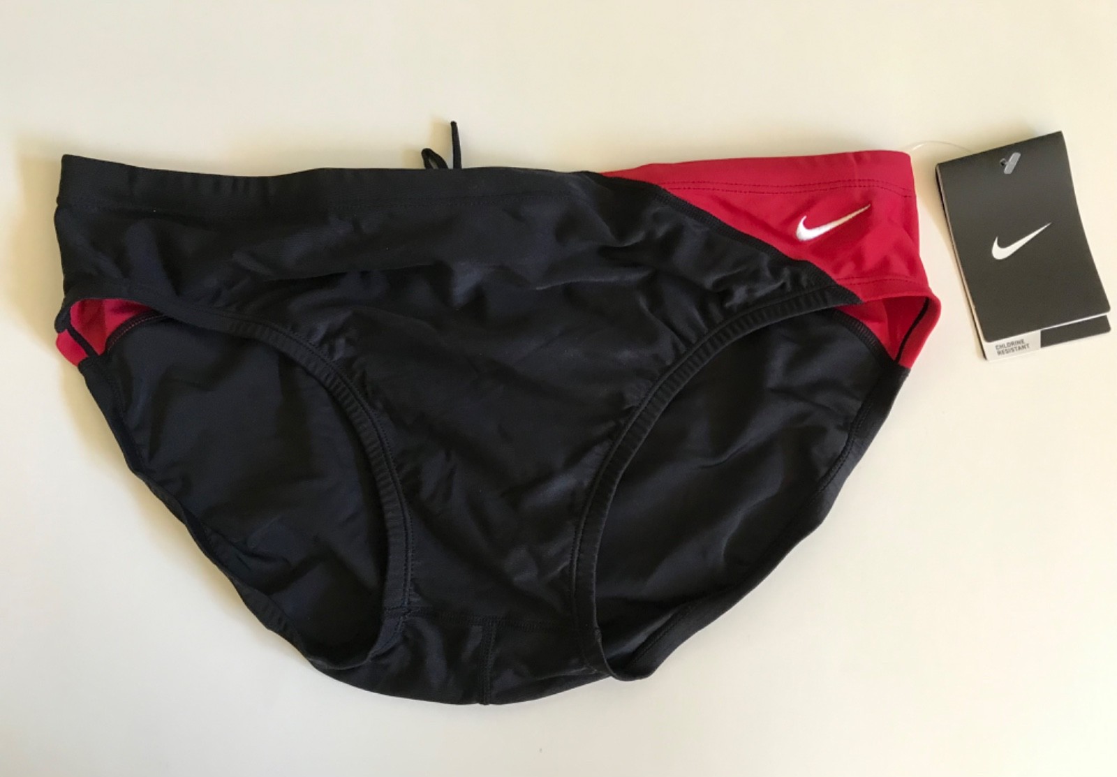 Nike Men’s Team Color Swim Brief Swimsuit T8SS6016 915 Black Red Size 34