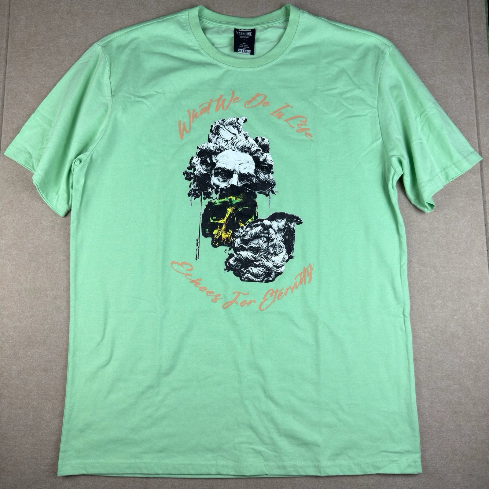 Genuine Shirt Men 2XL Mint Green Gladiator Movie Quote Skull Graphic Tee gallery