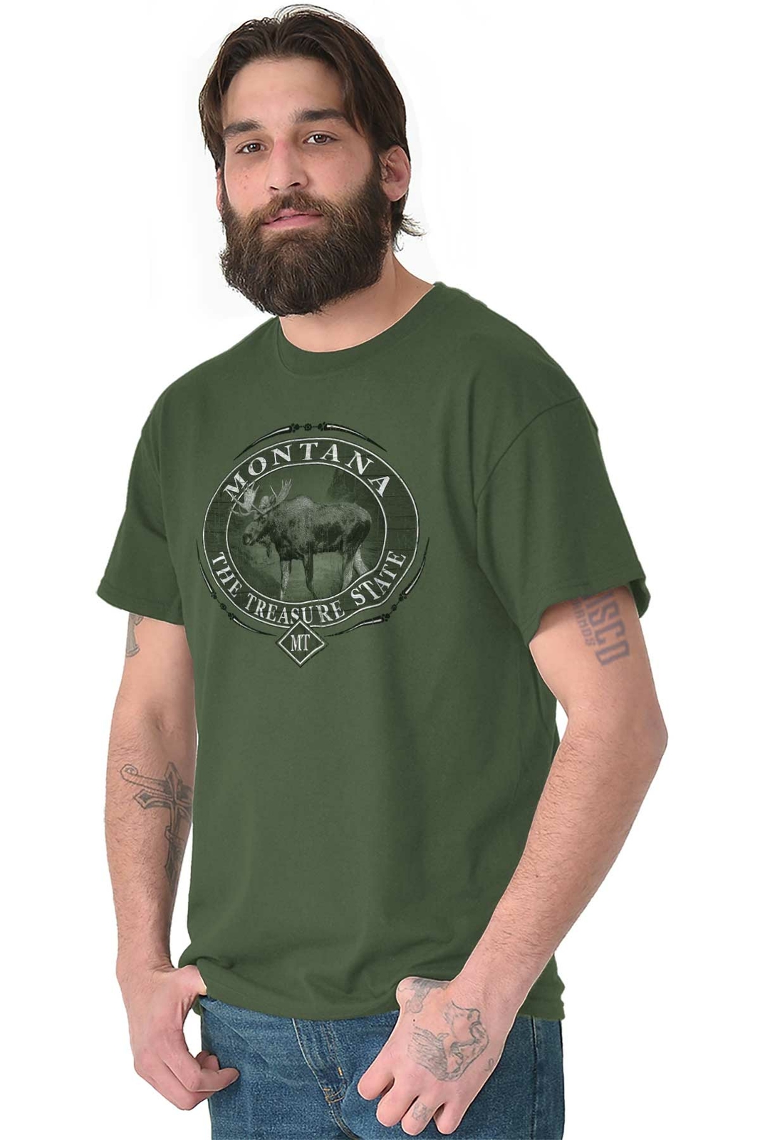 Montana Treasure Mountain Moose Wildlife MT Adult Short Sleeve Crewneck Tee gallery