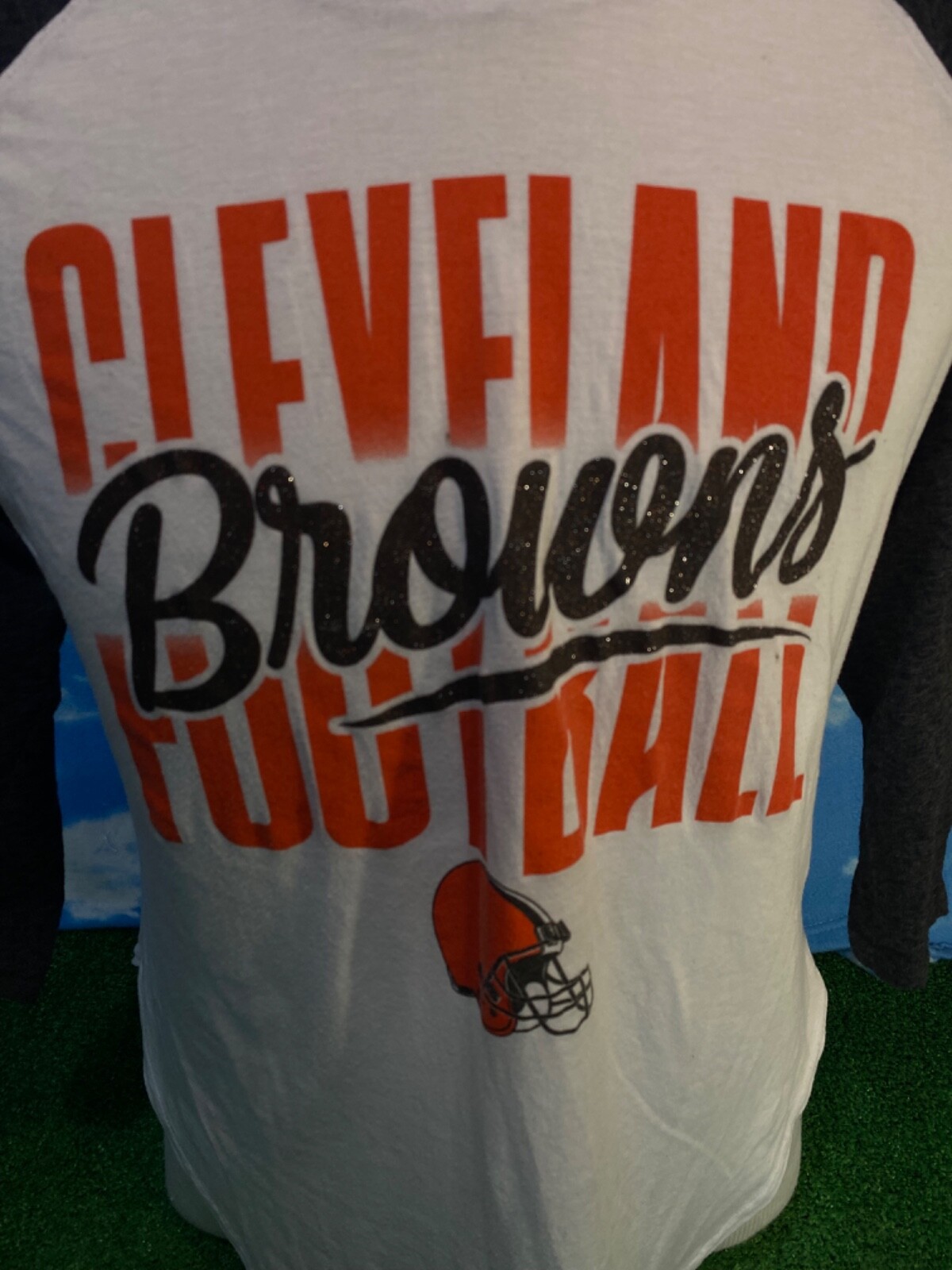 Cleveland Browns shirt XL Carl banks women’s ladies 3/4 length Sleeve C8 gallery