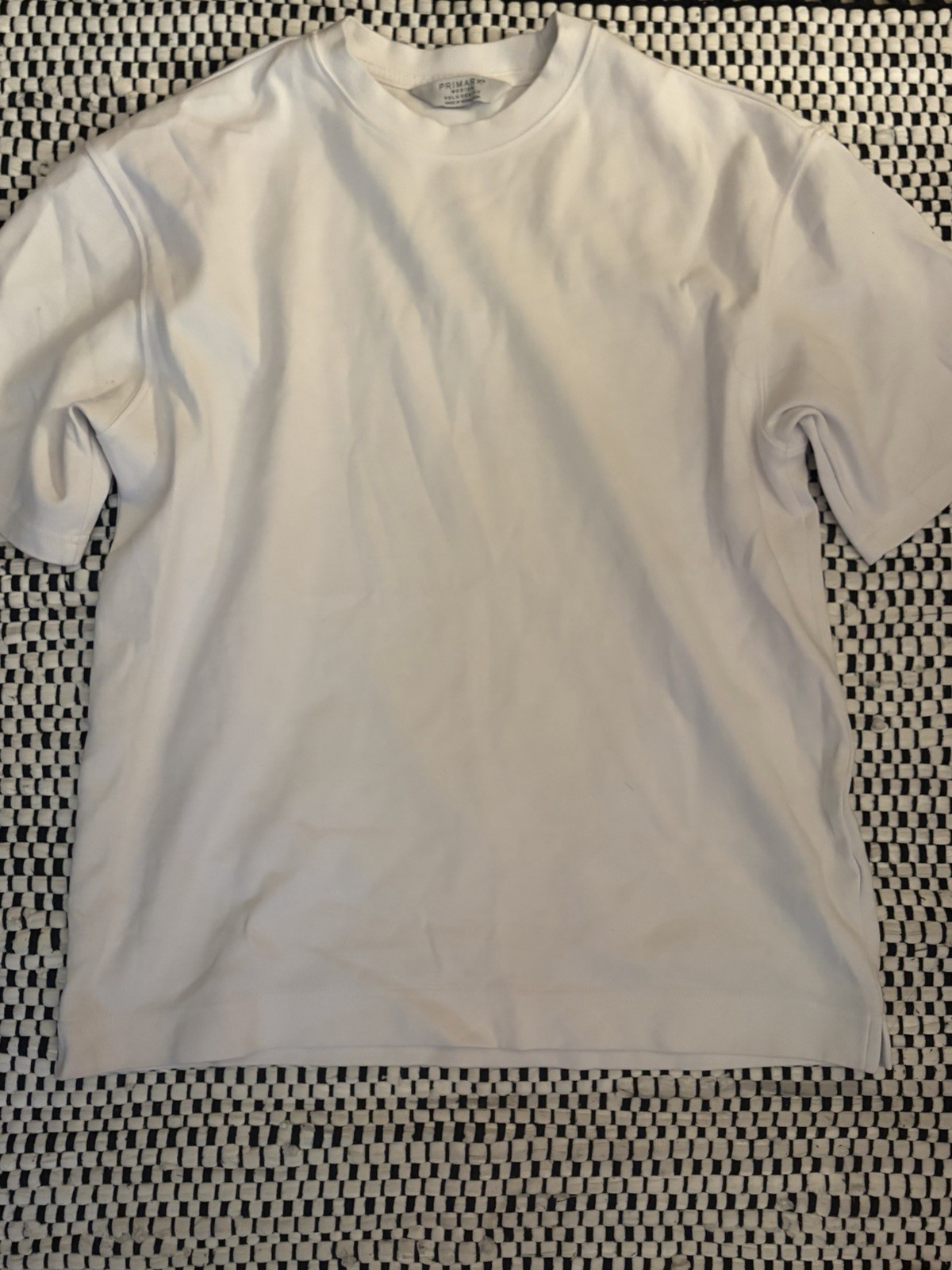 Primark Men’s M Relaxed Fit White Crew Neck Solid Short Sleeve T-Shirt gallery
