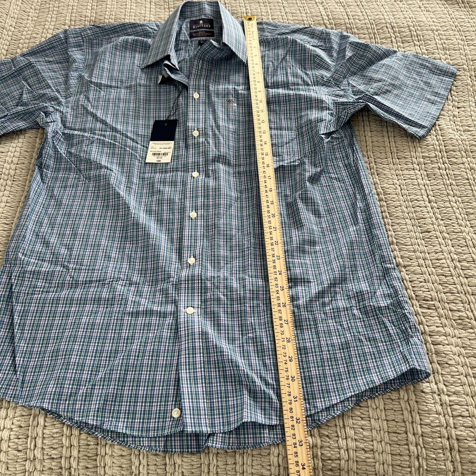 Stafford Travel Easy-Care Broadcloth Short Sleeve Plaid Shirt Size 16.5 gallery