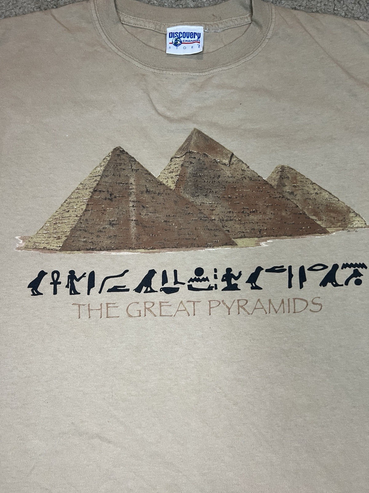 Vintage Discovery Channel Great Pyramids Egypt T-Shirt Men’s L Beige gallery