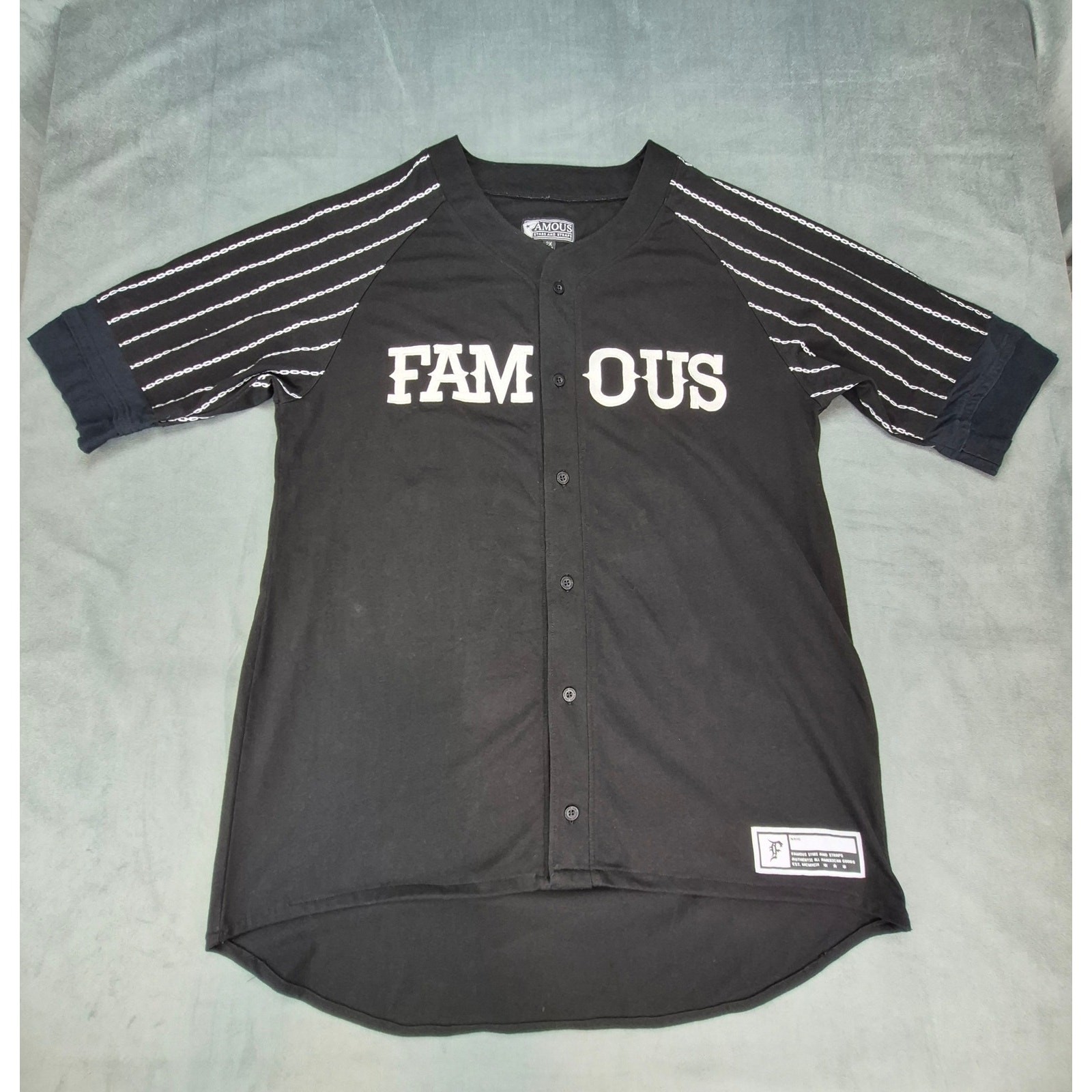 Famous Stars and Straps Vintage Baseball Jersey Mens Black 2XL