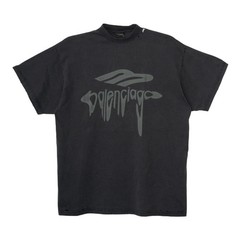 Balenciaga 3B Liquefied Logo Short Sleeve Tee Shirt Black Black