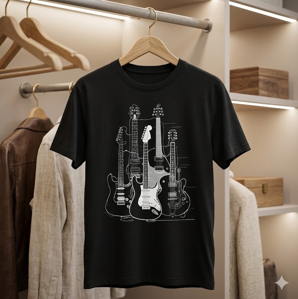 Guitar Shirt for Men Music Shirt for Guitar Players and Music Lovers Band – H092