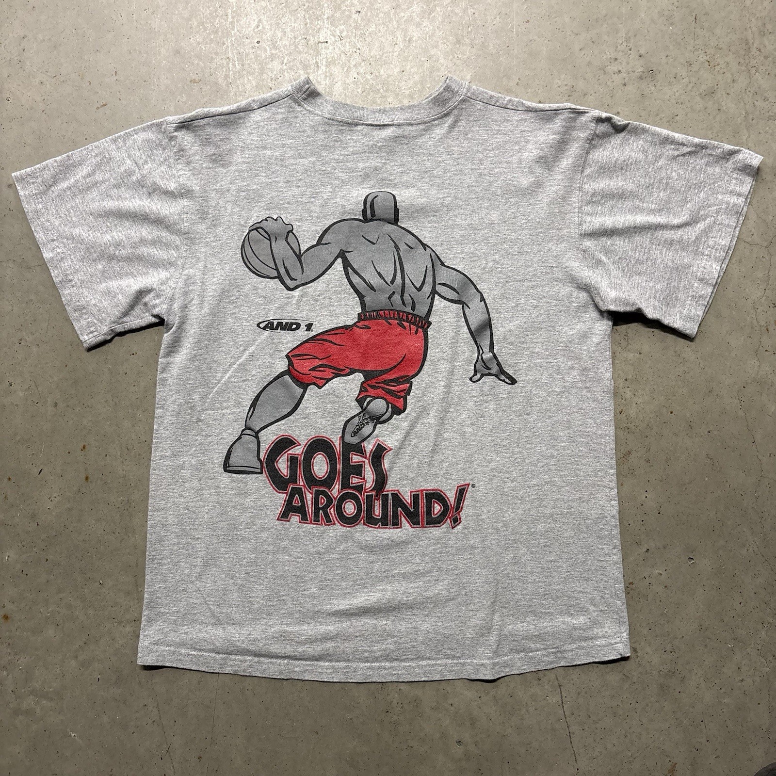 Vintage And1 Basketball Trash Talk Graphic T Shirt Youth L Fits Men’s S/M Grey gallery