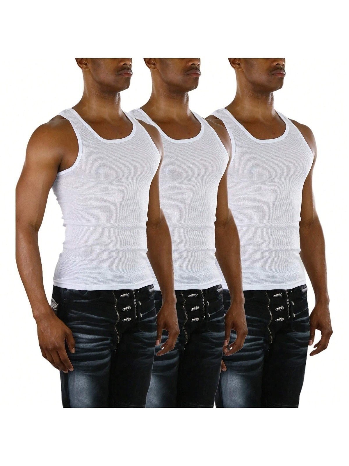 ToBeInStyle Men's Slim Fit Shallow Scoop Neck Sleeveless A-Shirts gallery