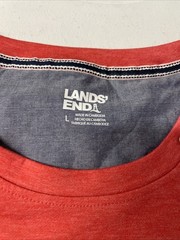 Lands End Men’s Classic Fit Stretch Tee Shirt Crewneck LARGE Short Sleeve RED