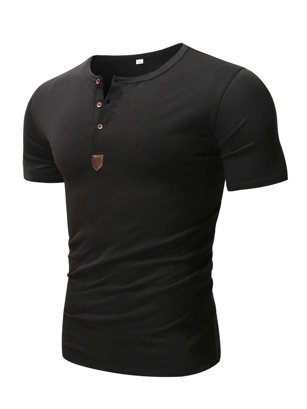 Mens Button V Neck T Shirt Short Sleeve Slim Fit Casual Plain Tee Top Sports gallery