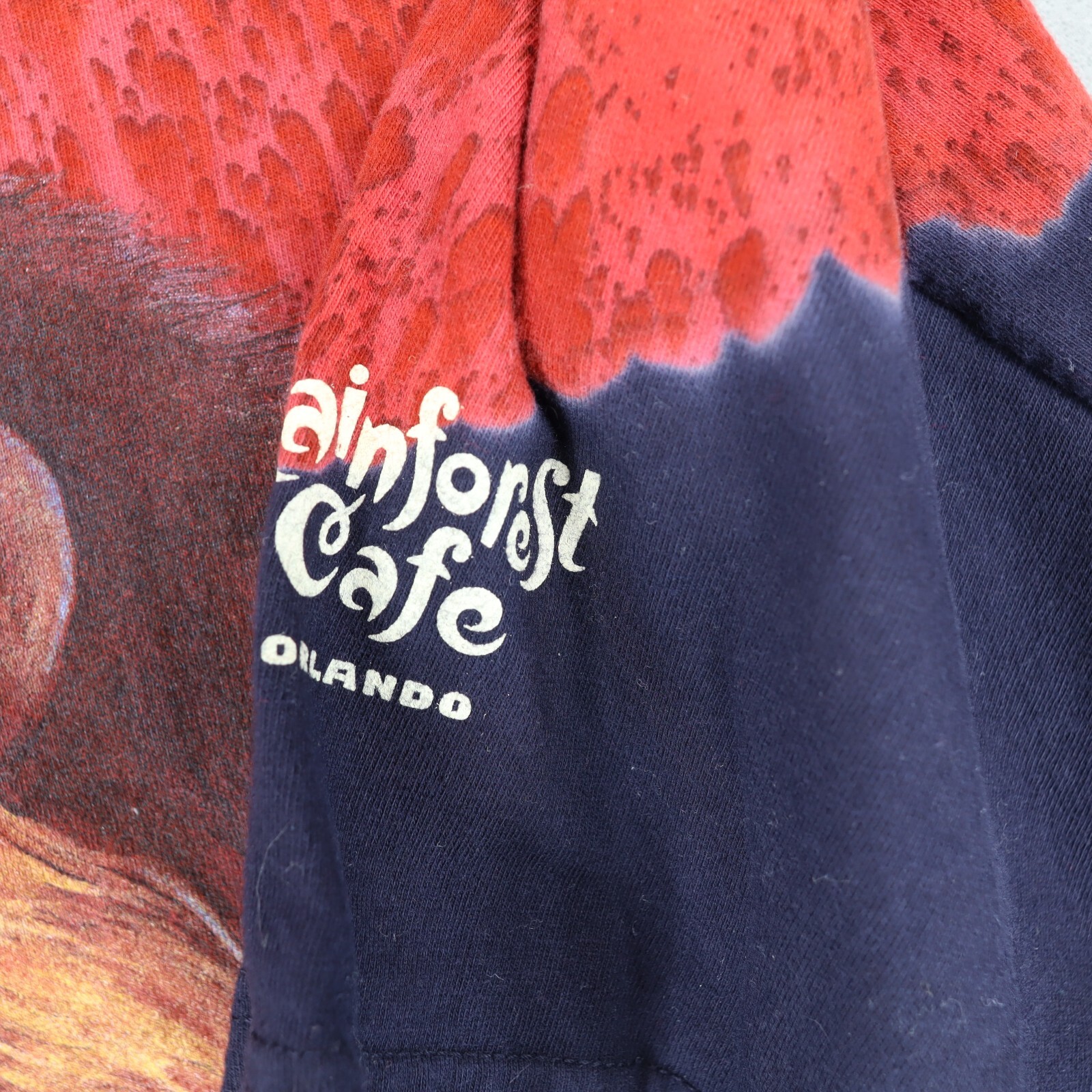 Vintage Rainforest Cafe Tie Dye T shirt Sz L Lion Habitat AOP All Over Print 90s gallery