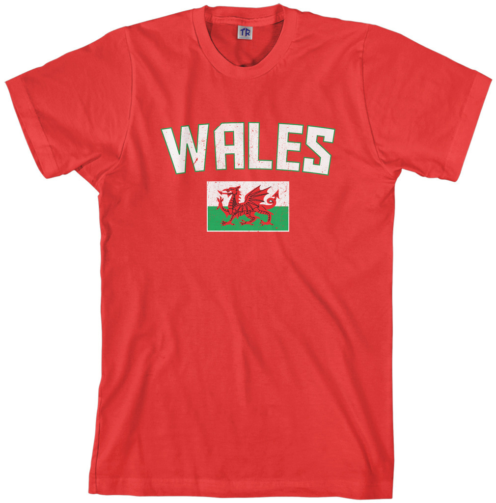 Threadrock Men's Wales Flag T-shirt United Kingdom Welsh Soccer gallery