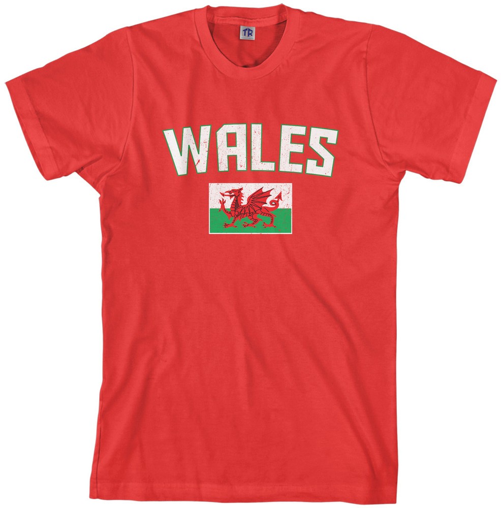 Threadrock Men’s Wales Flag T-shirt United Kingdom Welsh Soccer