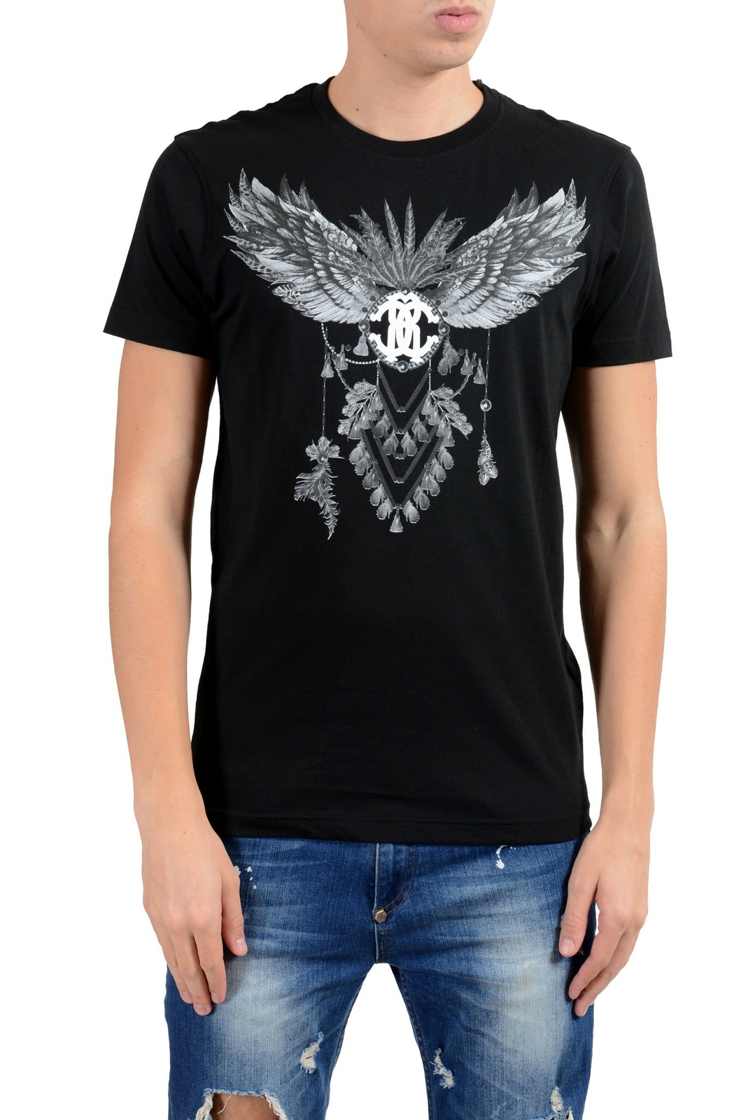Roberto Cavalli Men's Black Graphic Crewneck T-Shirt Size S M L XL 2XL gallery