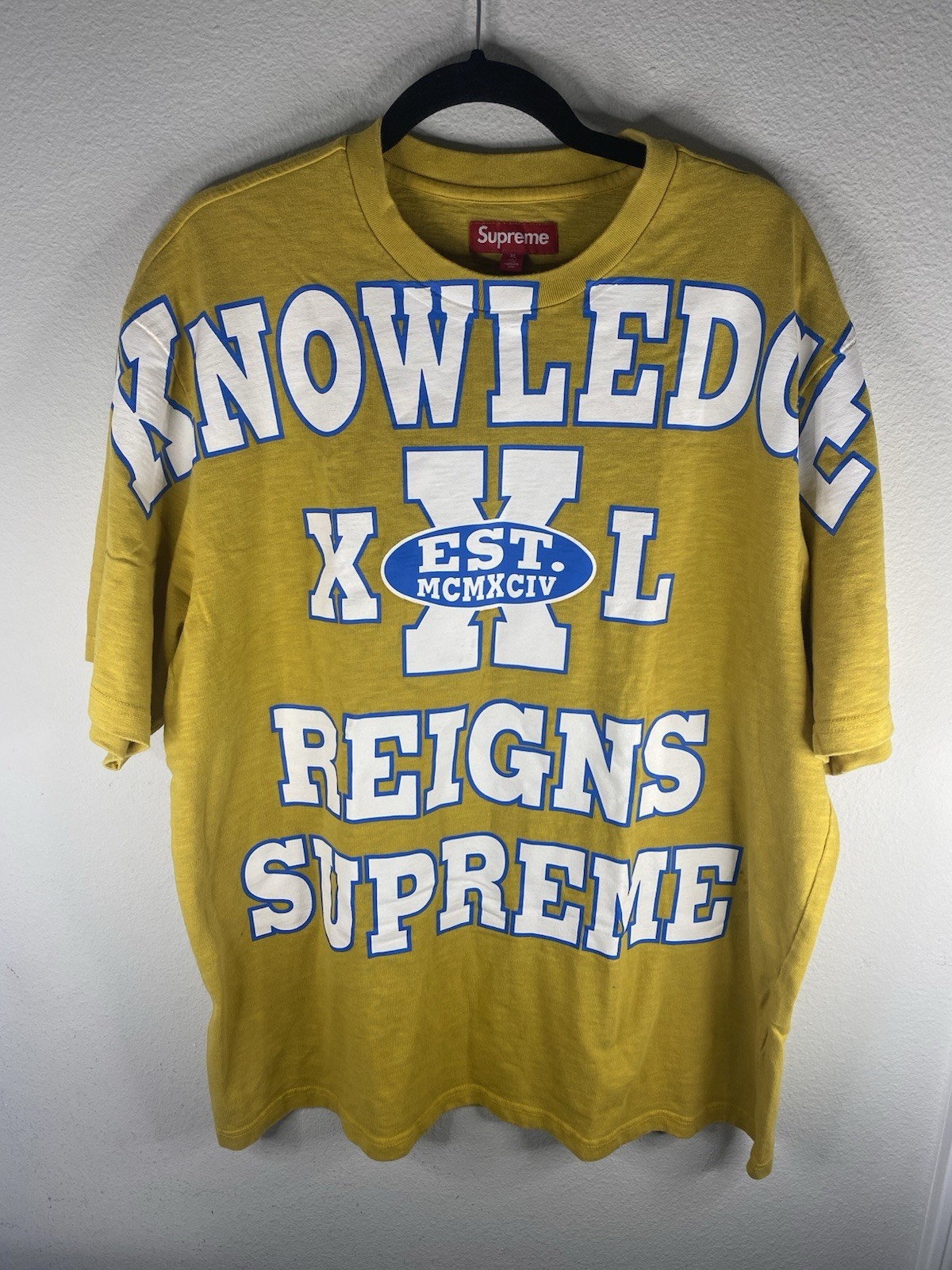 Supreme Overprint T Shirt Knowledge Reigns Supreme Slub Top Tee XL SS24 Gold gallery