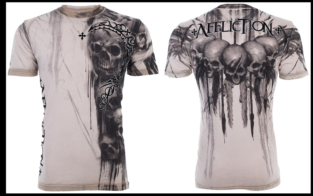 $58 AFFLICTION Sand Black WALKING DEAD Short Sleeve Slim Fit T-shirt NWT gallery