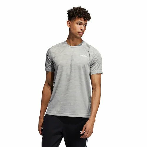 NWT Men’s GRAY Adidas Crew Neck D2M Performance Tee Moisture Wicking FREE SHIP