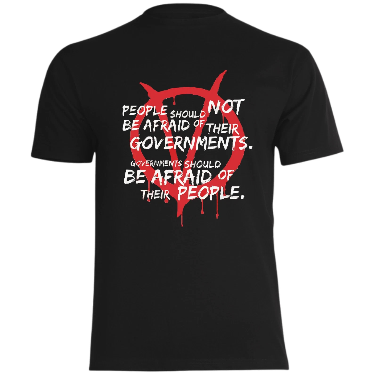V for Vendetta Inspired T-Shirt – People & Governments Graphic Tee (Front print)