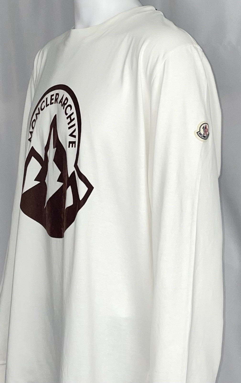 Moncler XXL Long Sleeve T-Shirt Mens Off White Felt Big Logo NEW NWT gallery
