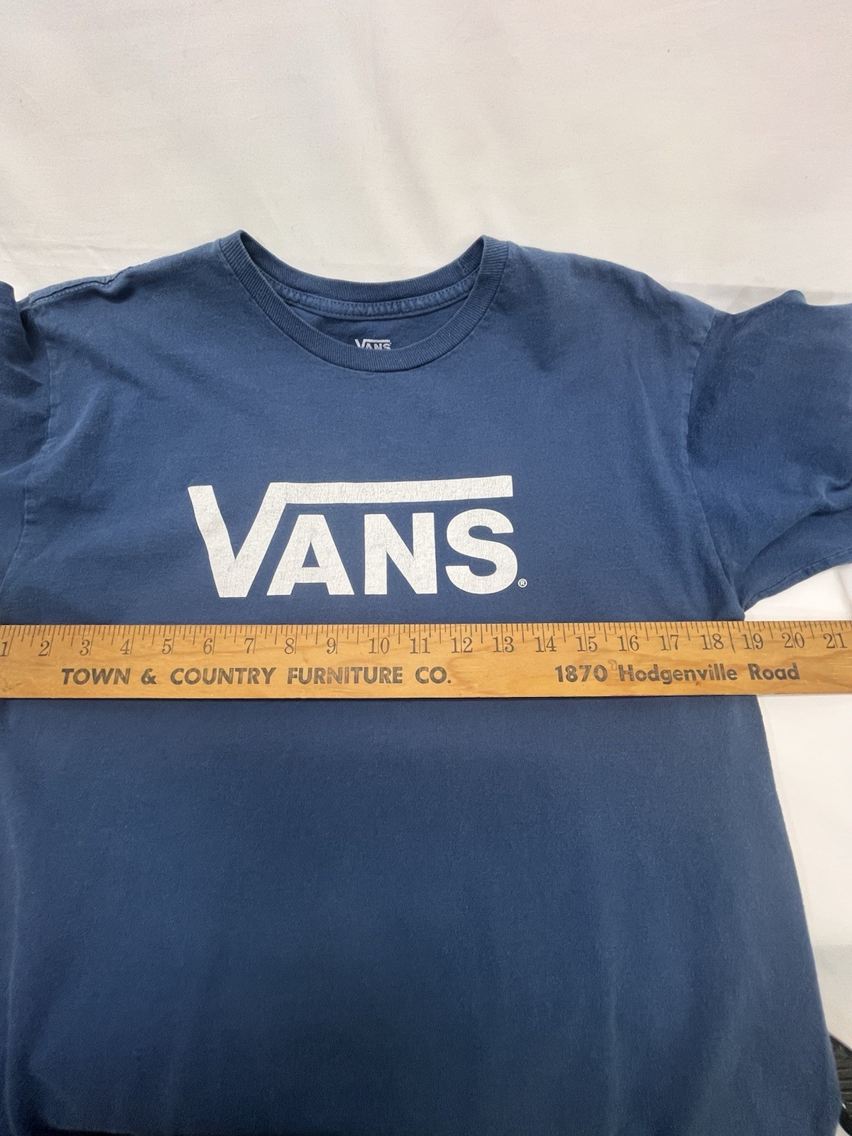 VANS Short Sleeve Cotton T-Shirt Mens M With White Vans Logo Blue gallery