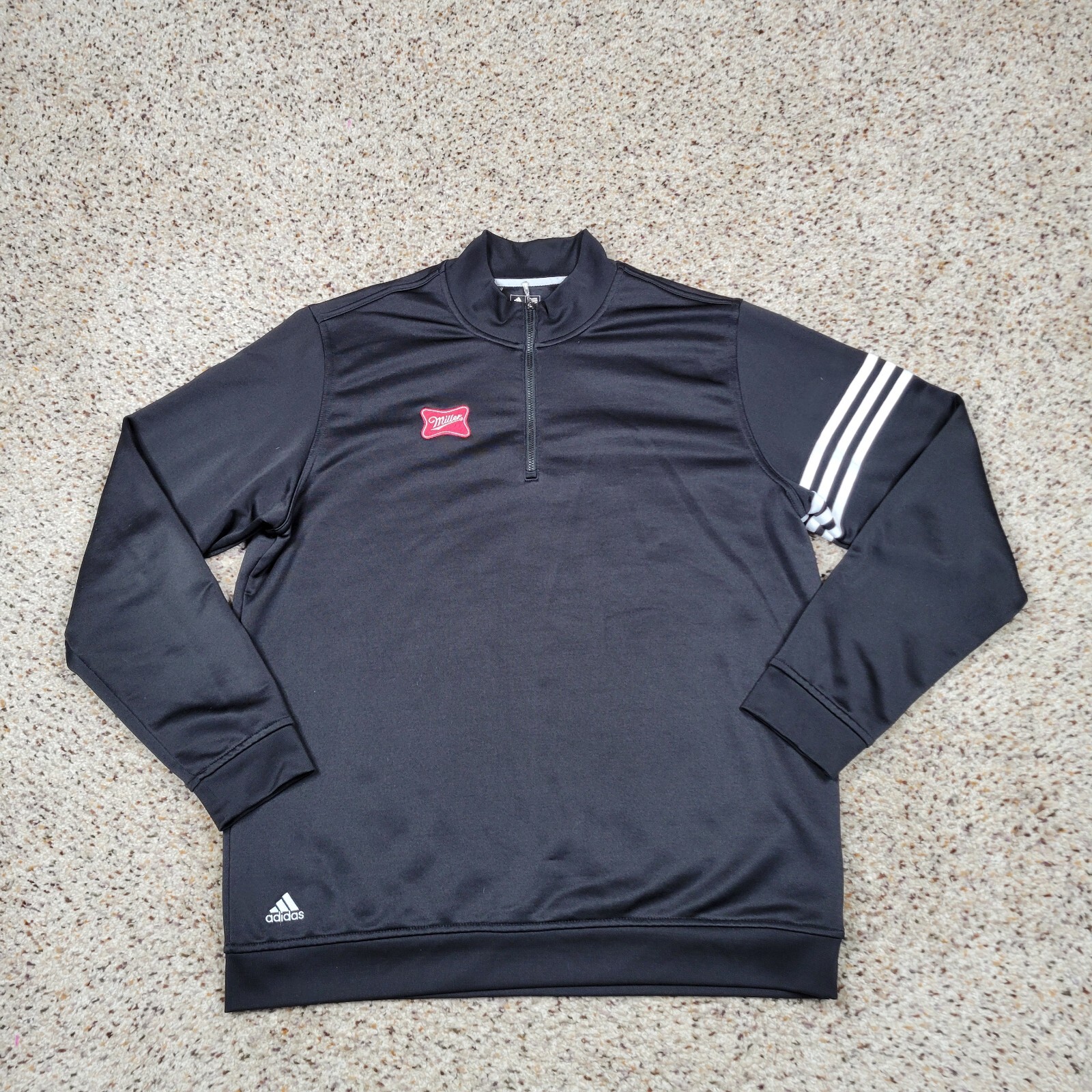 Adidas Shirt Mens Large Black Performance 1/4 Zip Long Sleeve Climalite Golf A3