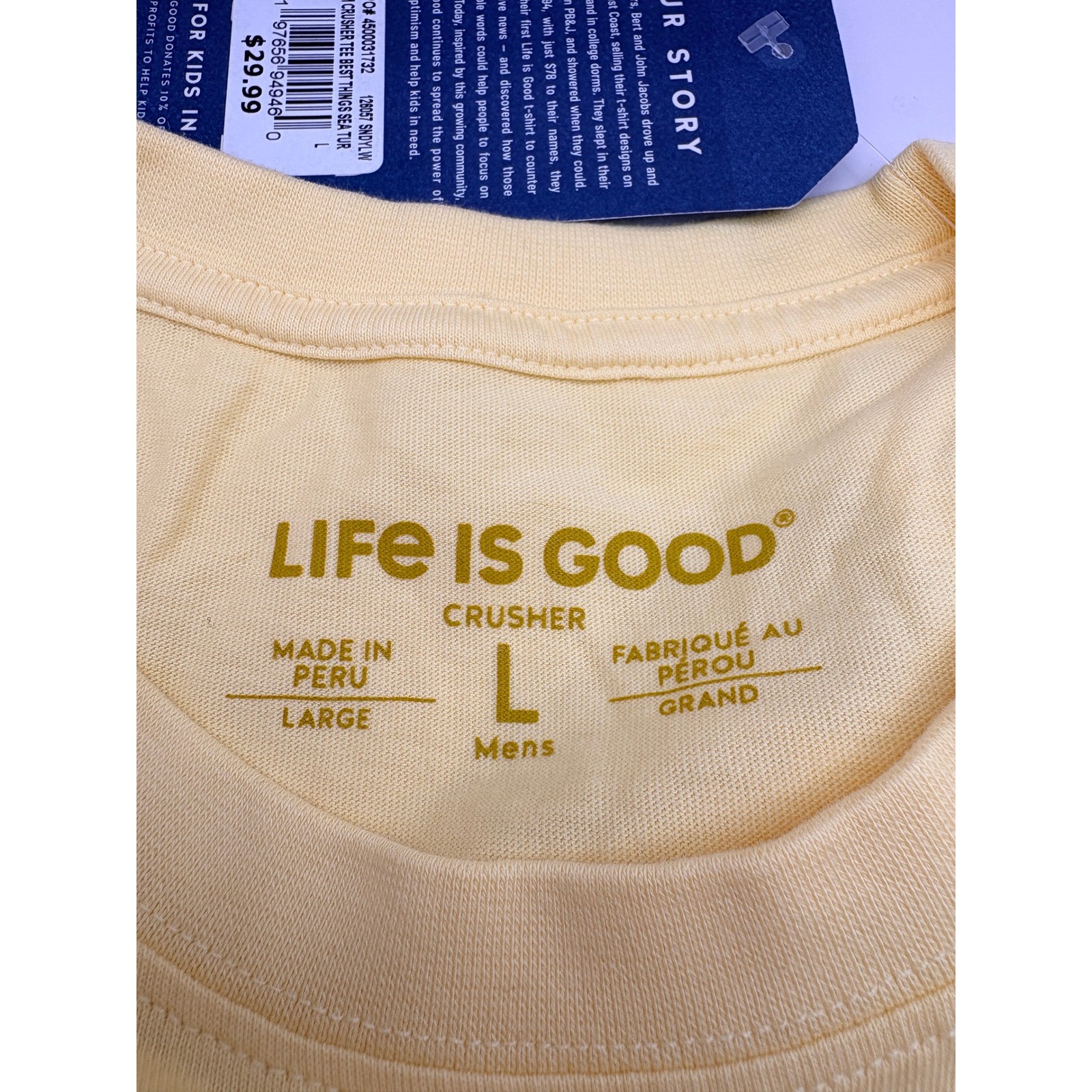 Life is Good Mens Crusher Tee Yellow Sea Turtle Graphic T-Shirt Large NWT gallery