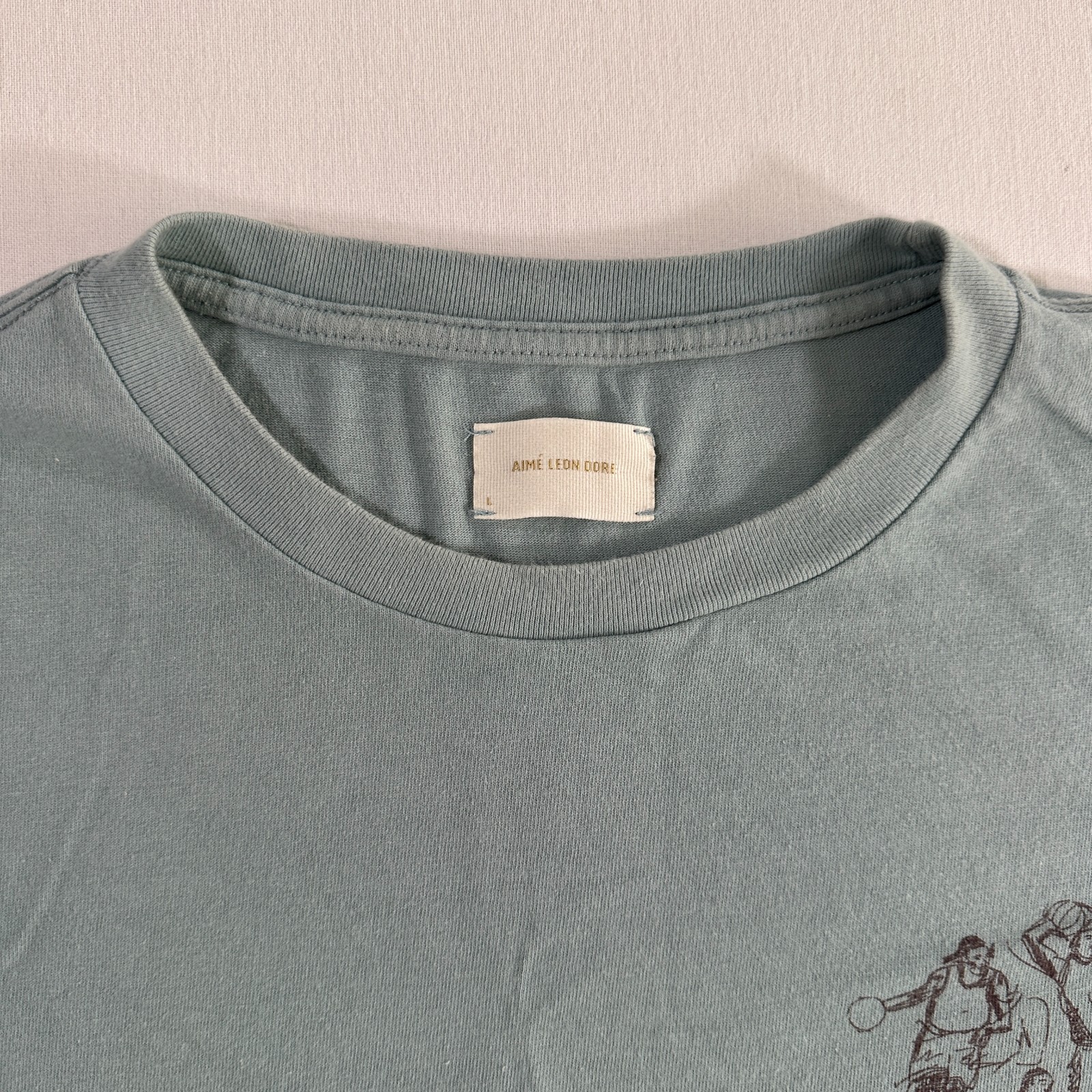 Aime Leon Dore Mens Basketball Study T Shirt Blue Size L Signed Graphic Tee gallery