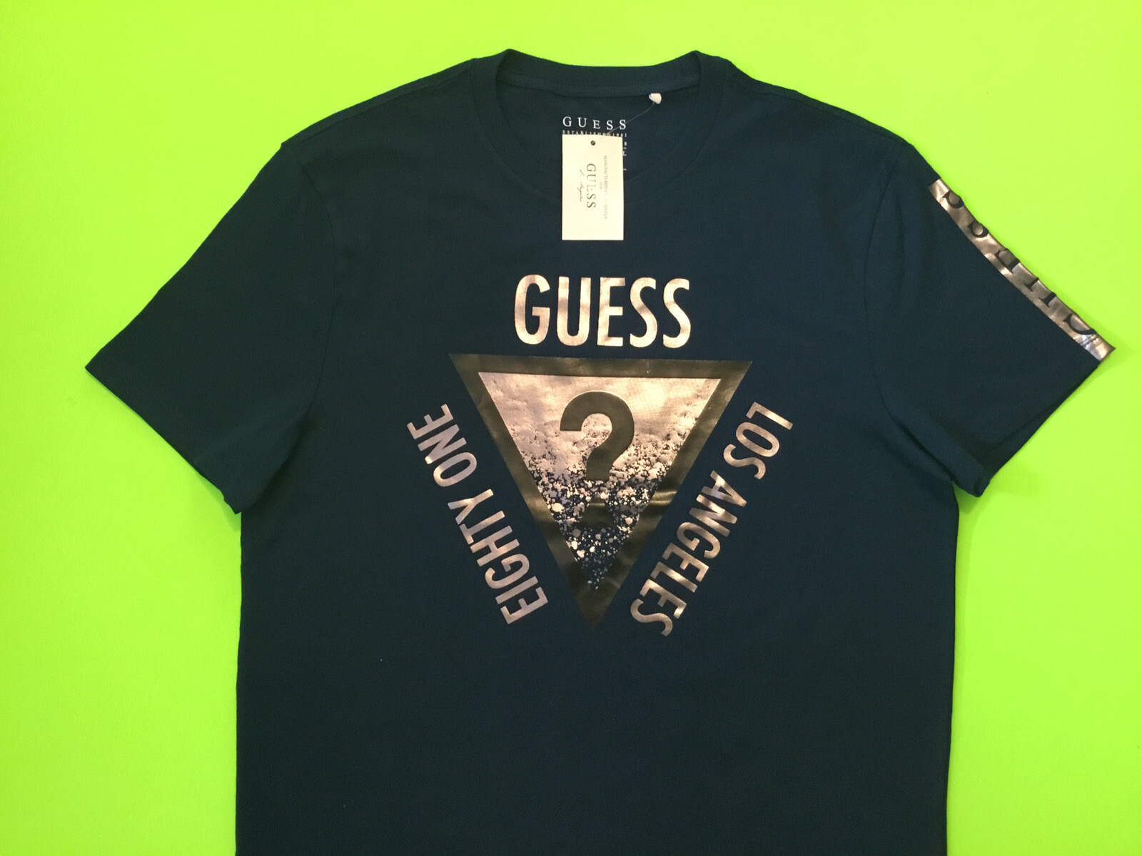 GUESS Los Angeles Men’s Short Sleeve T-Shirt Size LARGE Blue w/Dark Silver NEW gallery