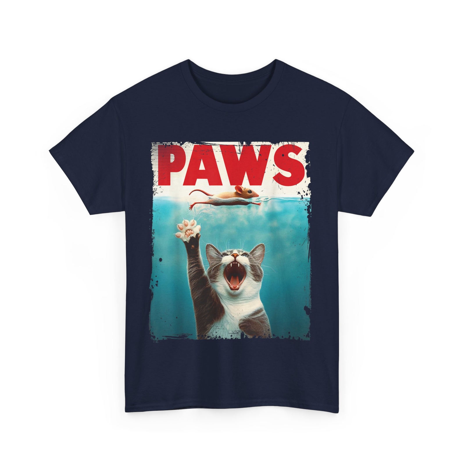 PAWS Parody Cat Mouse Humorous Cat Chasing Mouse Kitten T-Shirt gallery